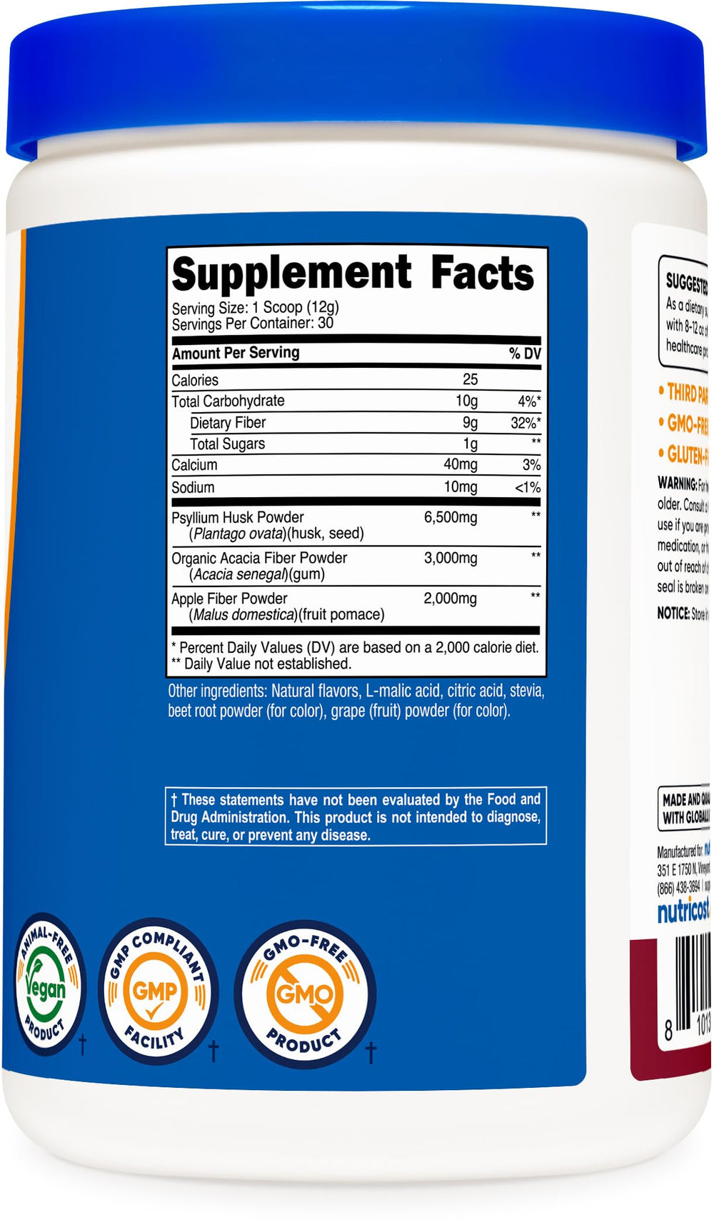 Scooping Nutricost Soluble Fiber berry powder for a serving.