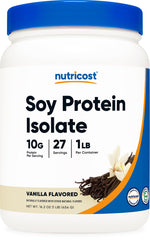Nutricost vanilla soy protein scoop shows smooth texture for shakes