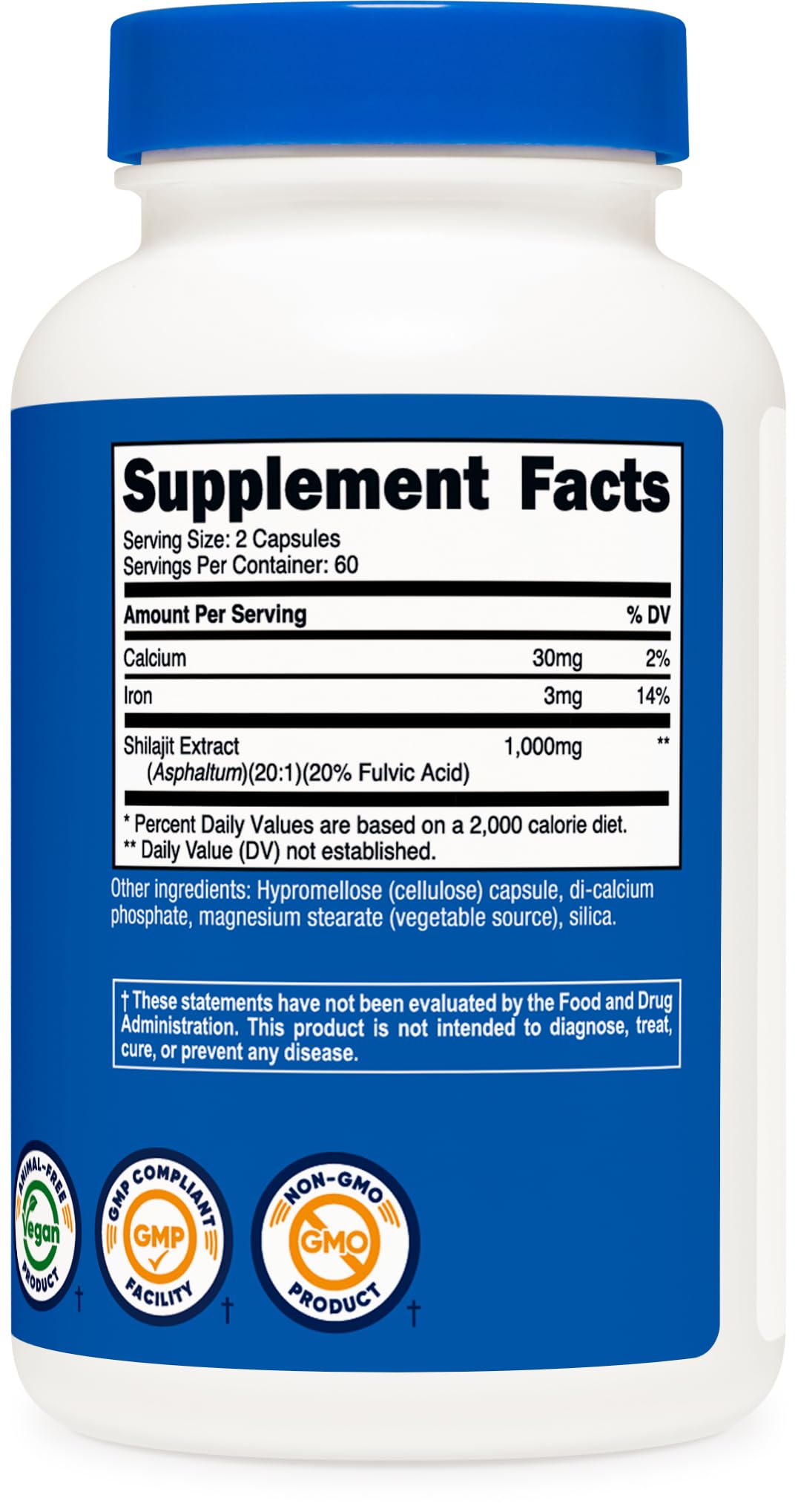 Nutrition label close-up for easy tracking of supplement intake