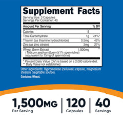 Close-up of Nutricost Spermidine Wheat Germ capsules for easy swallowing