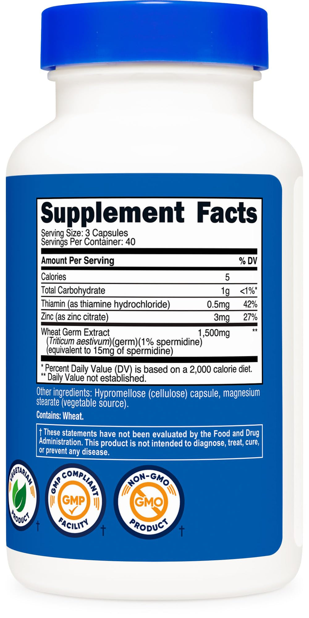 Nutricost Spermidine Wheat Germ product box with barcode and information