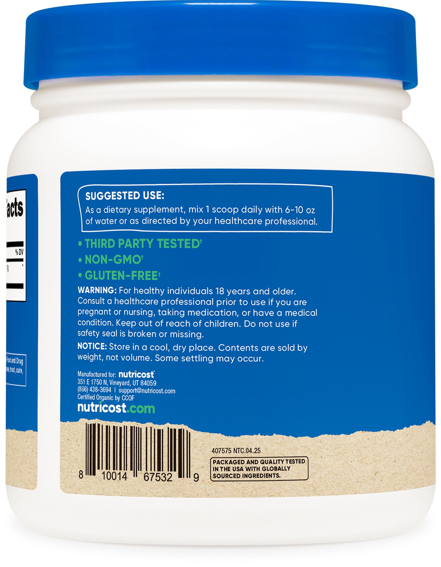 Nutricost spirulina smoothie serve; add a wellness boost to mornings.