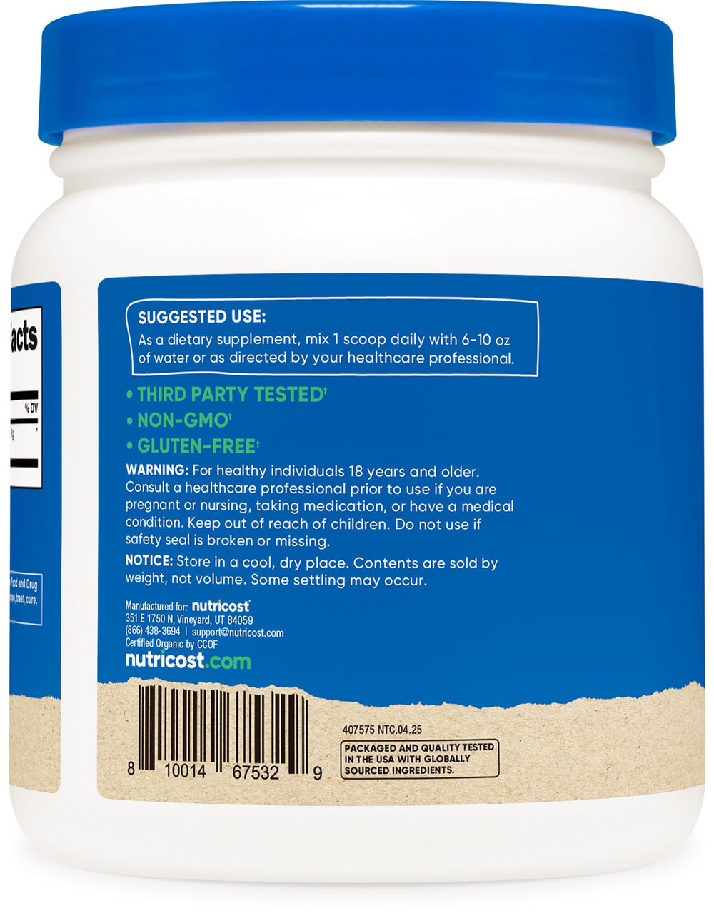 Nutricost spirulina smoothie serve; add a wellness boost to mornings.
