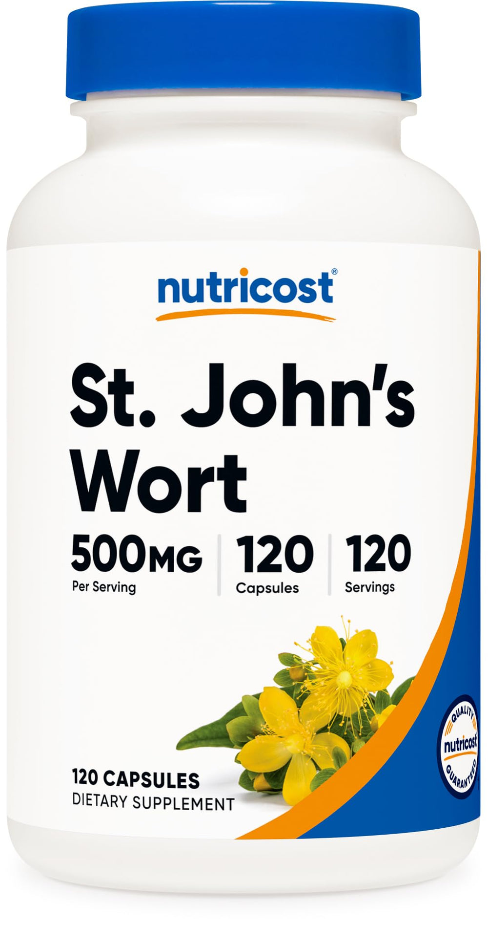 Nutricost St John’s Wort capsules bottle front for easy daily wellness support.