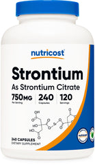 Nutricost Strontium bottle with label for daily supplement use.