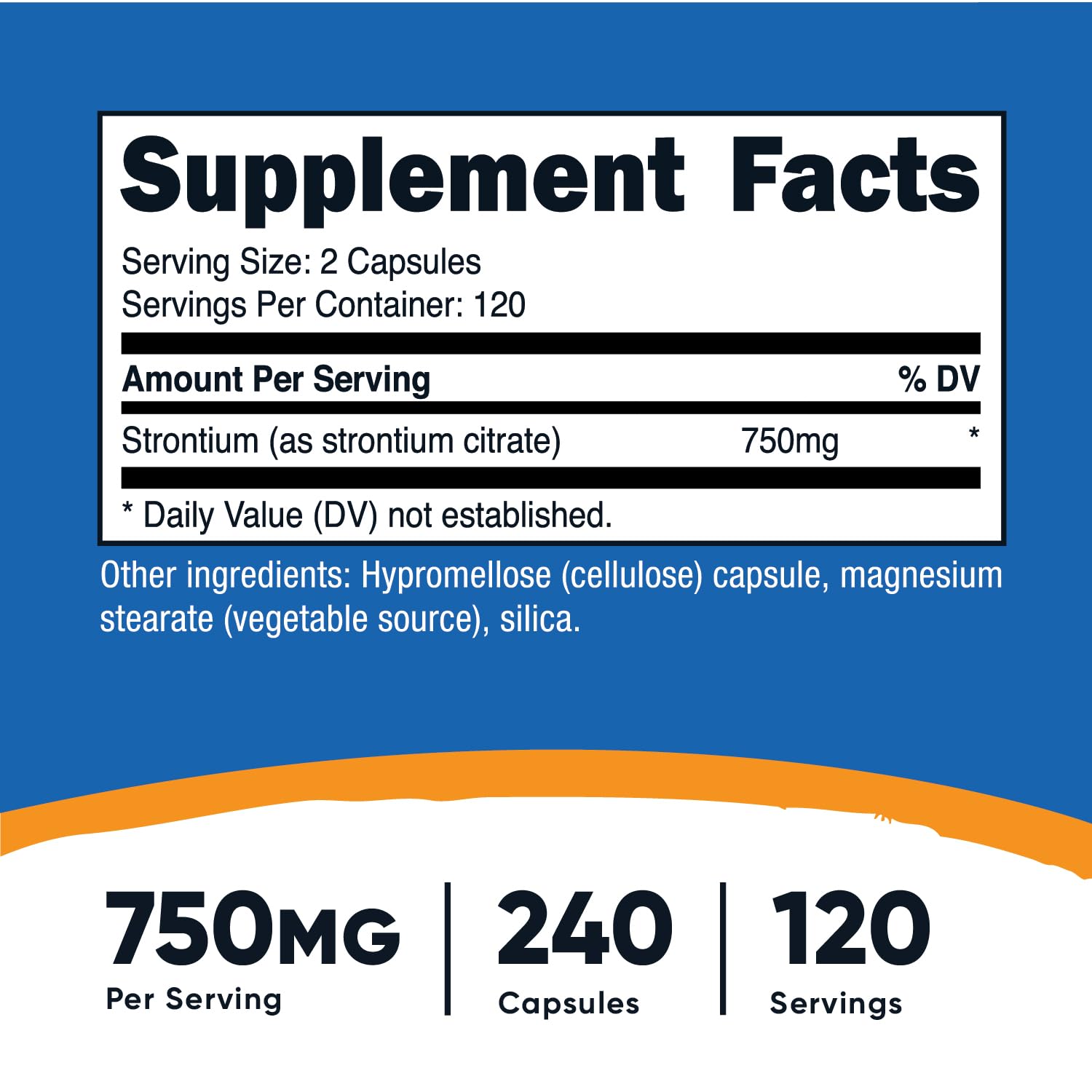 Nutricost Strontium capsules outside view for easy daily dosing.