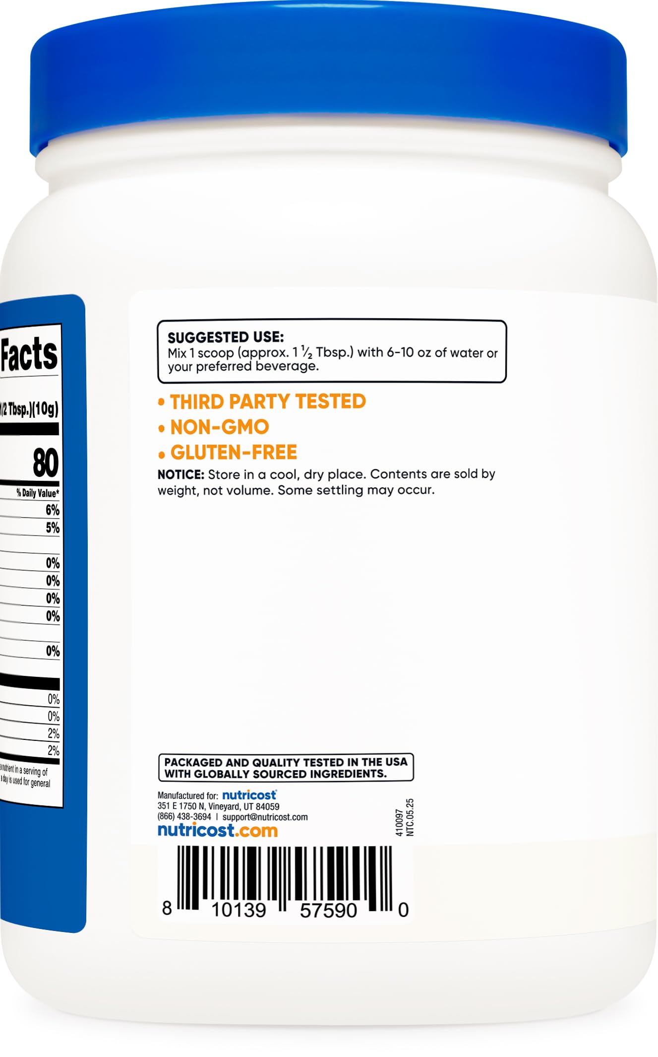 Nutricost Sunflower Lecithin gluten-free GMO-free label