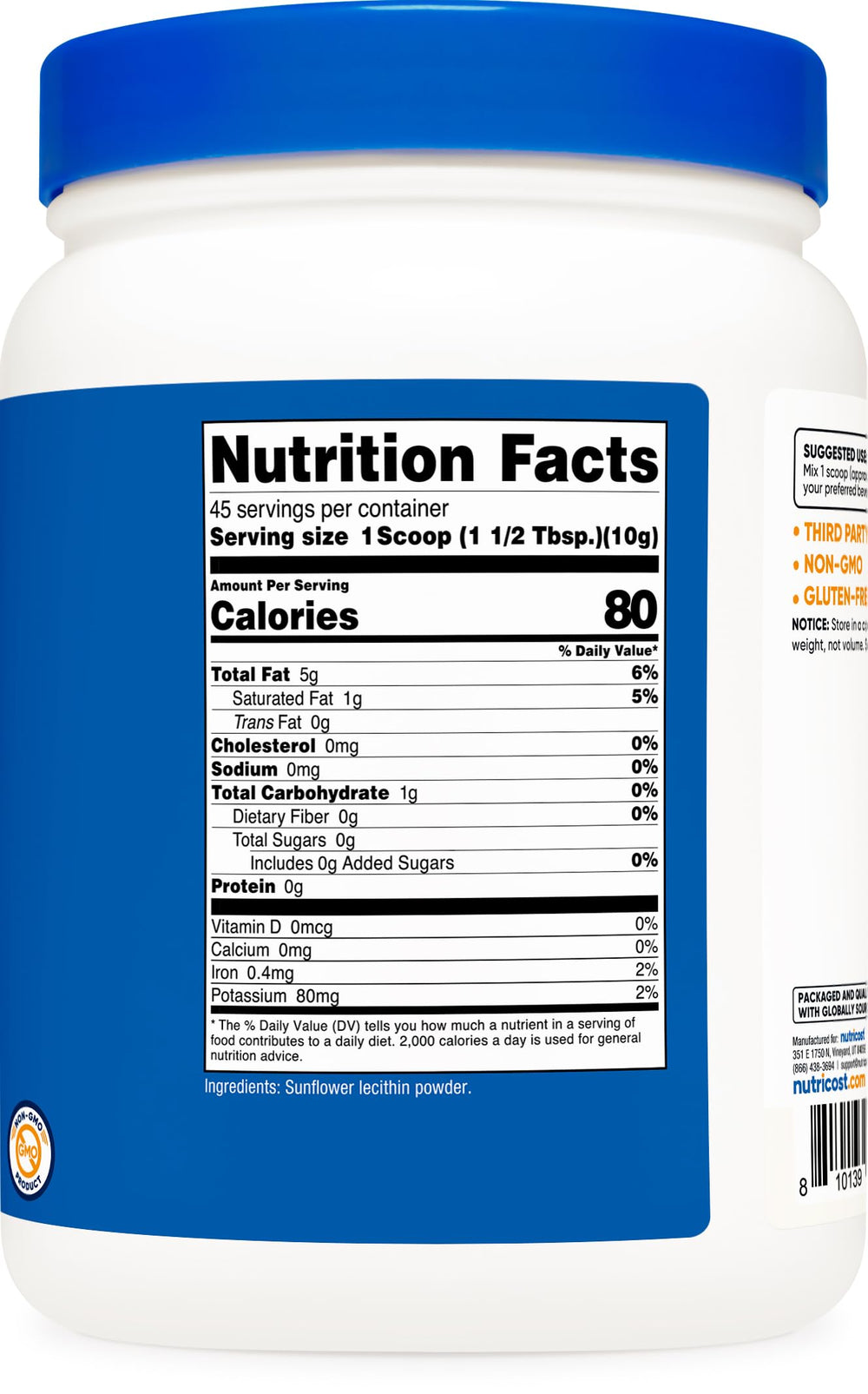 Nutricost Sunflower Lecithin GMP facility seal