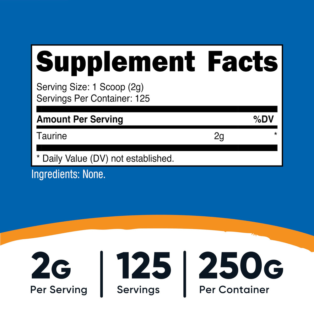 Nutricost Taurine Powder 2g scoop included for easy daily servings
