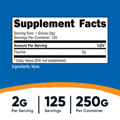 Nutricost Taurine Powder 2g scoop included for easy daily servings
