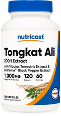 Nutricost Tongkat Ali 1000mg bottle shows potent extract for daily support