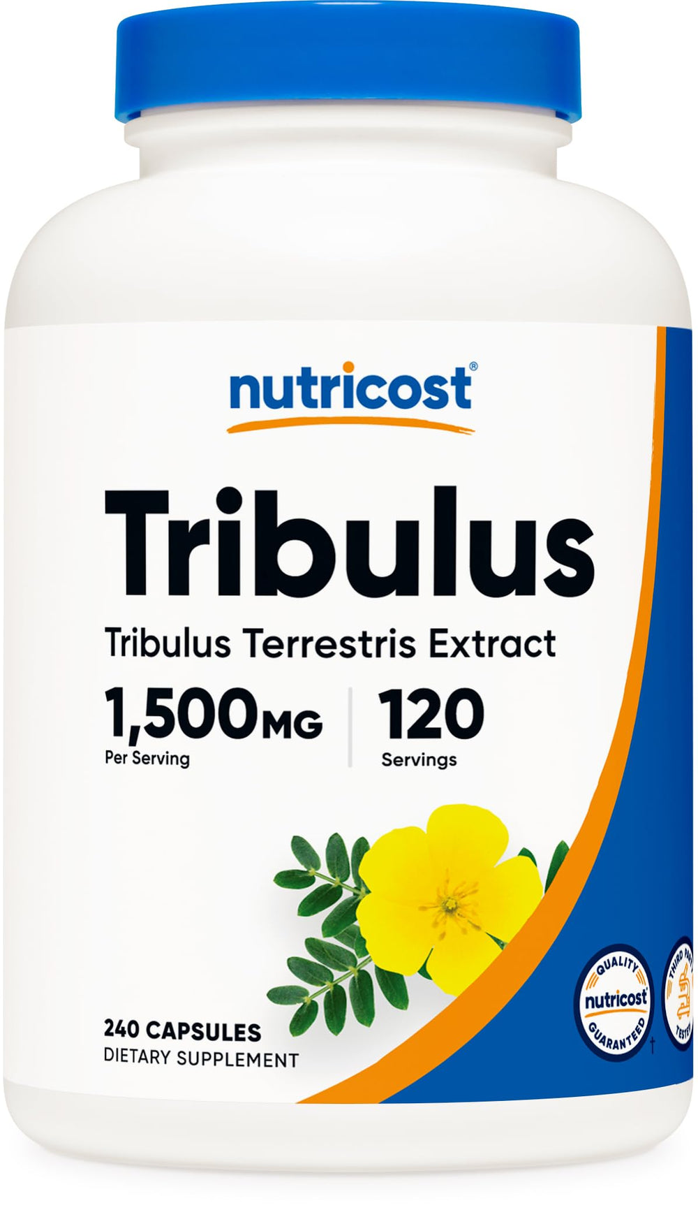 The Nutricost Tribulus Terrestris Extract 1500mg bottle for daily supplementation.