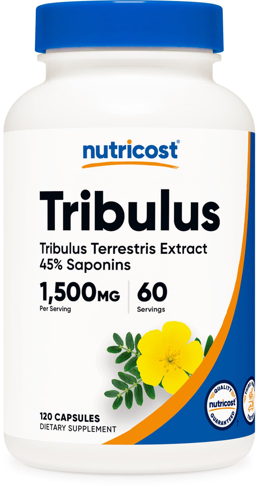 Nutricost Tribulus Terrestris bottle shows 1500 mg per serving for daily routines.