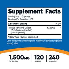 Nutricost Tribulus Terrestris 1500mg capsules for convenient daily use.