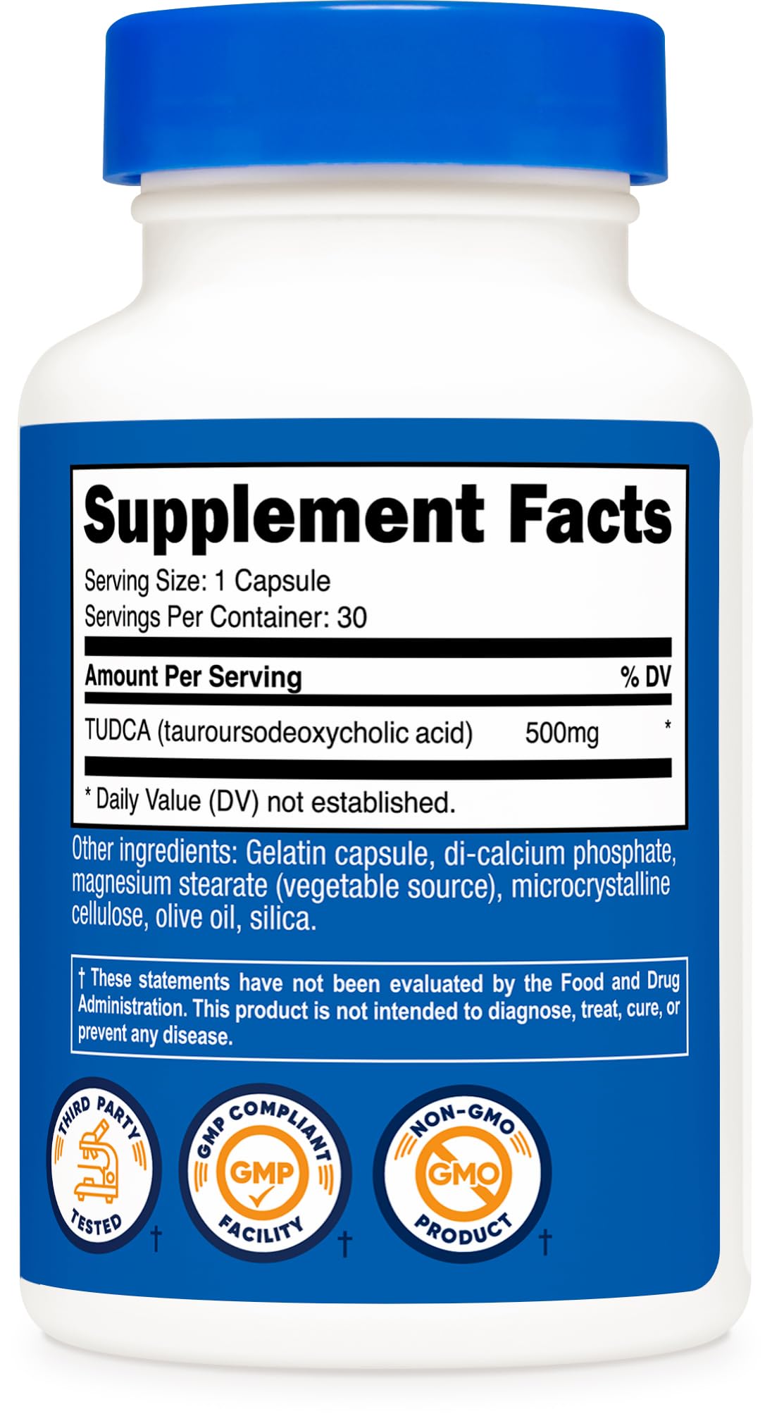 Nutricost Tudca 500mg packaging box, compact and travel-friendly