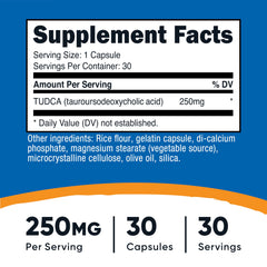 Nutricost Tudca capsules closeup showing uniform dosage.