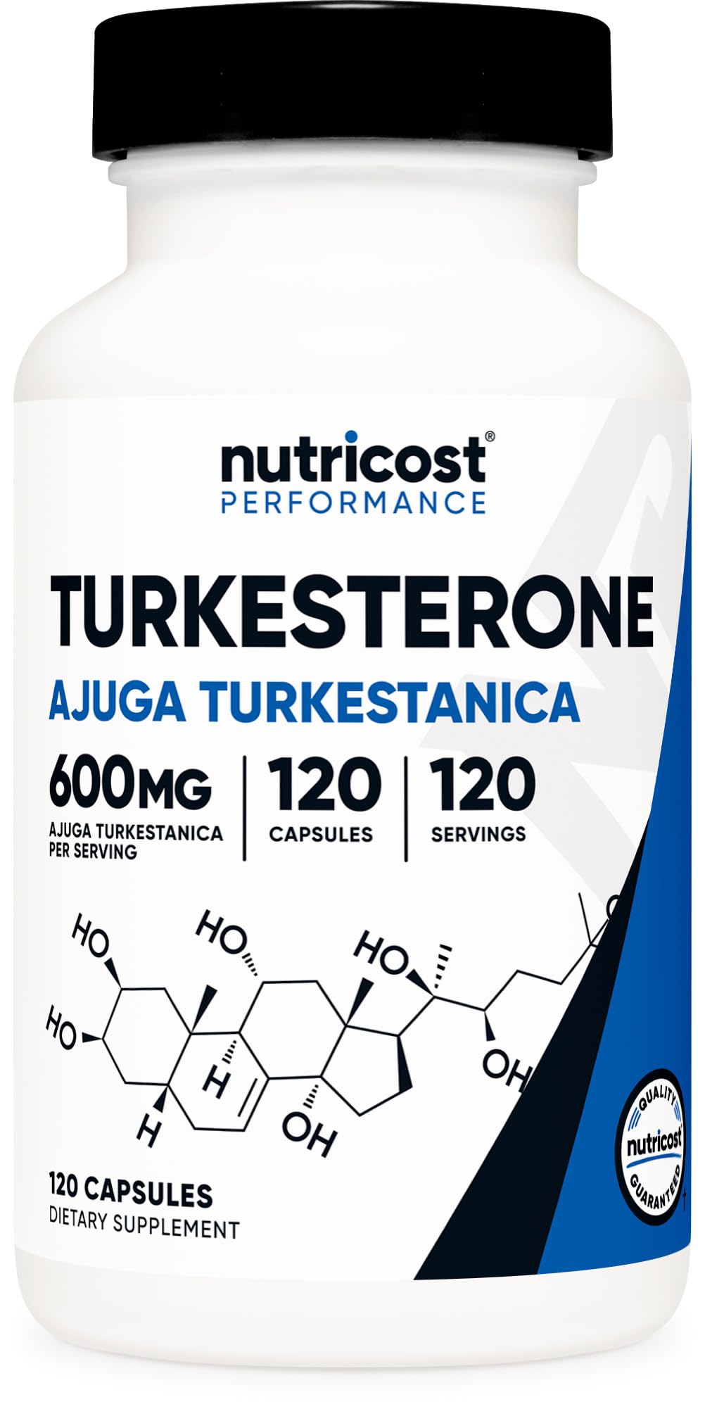 Nutricost Turkesterone 600mg bottle front view for quality daily supplementation