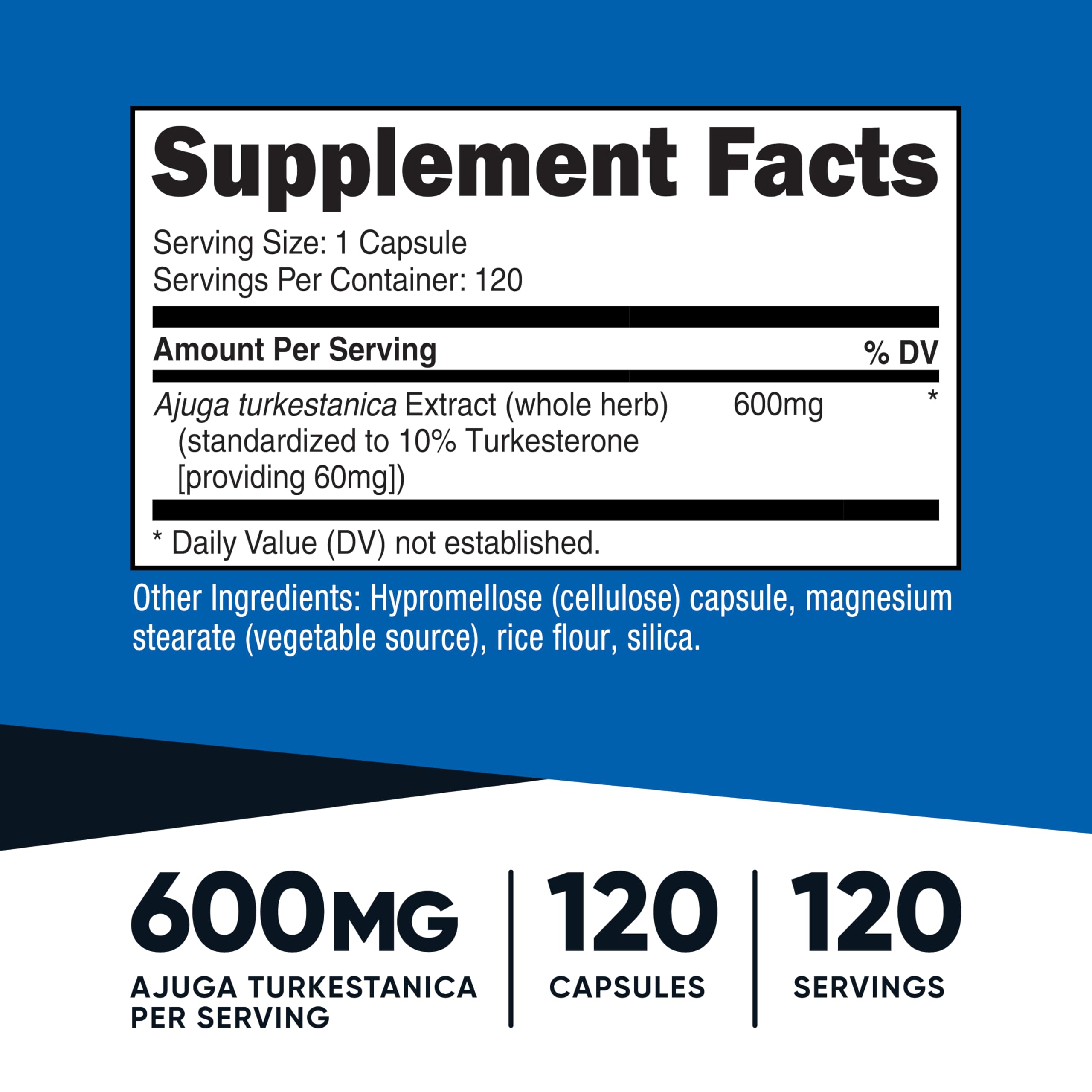 Nutricost Turkesterone capsules close-up showing convenient daily capsule form