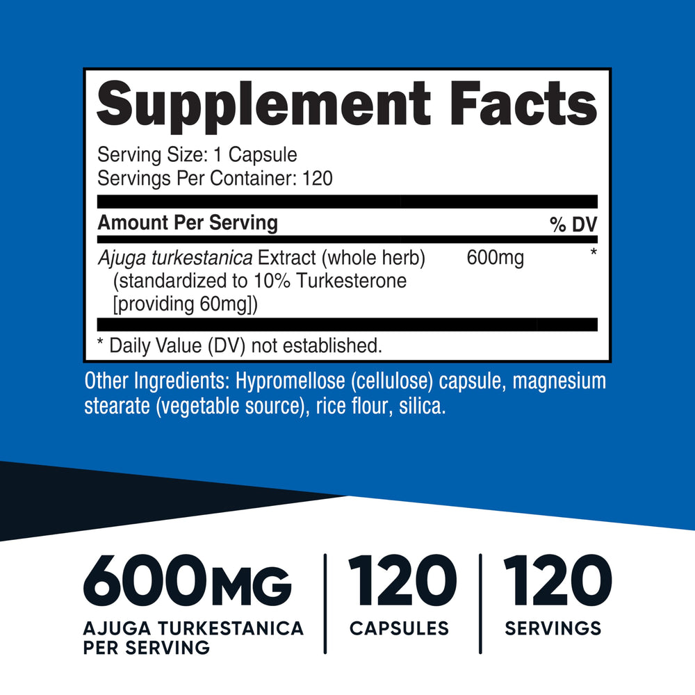Nutricost Turkesterone capsules close-up showing convenient daily capsule form