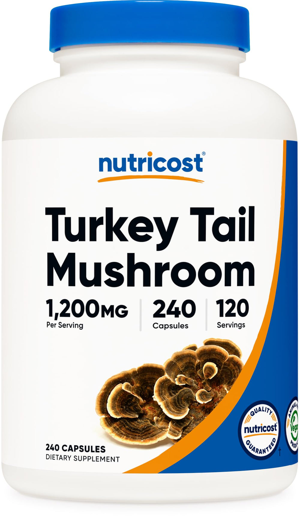 Nutricost Turkey Tail capsules bottle front for daily wellness.