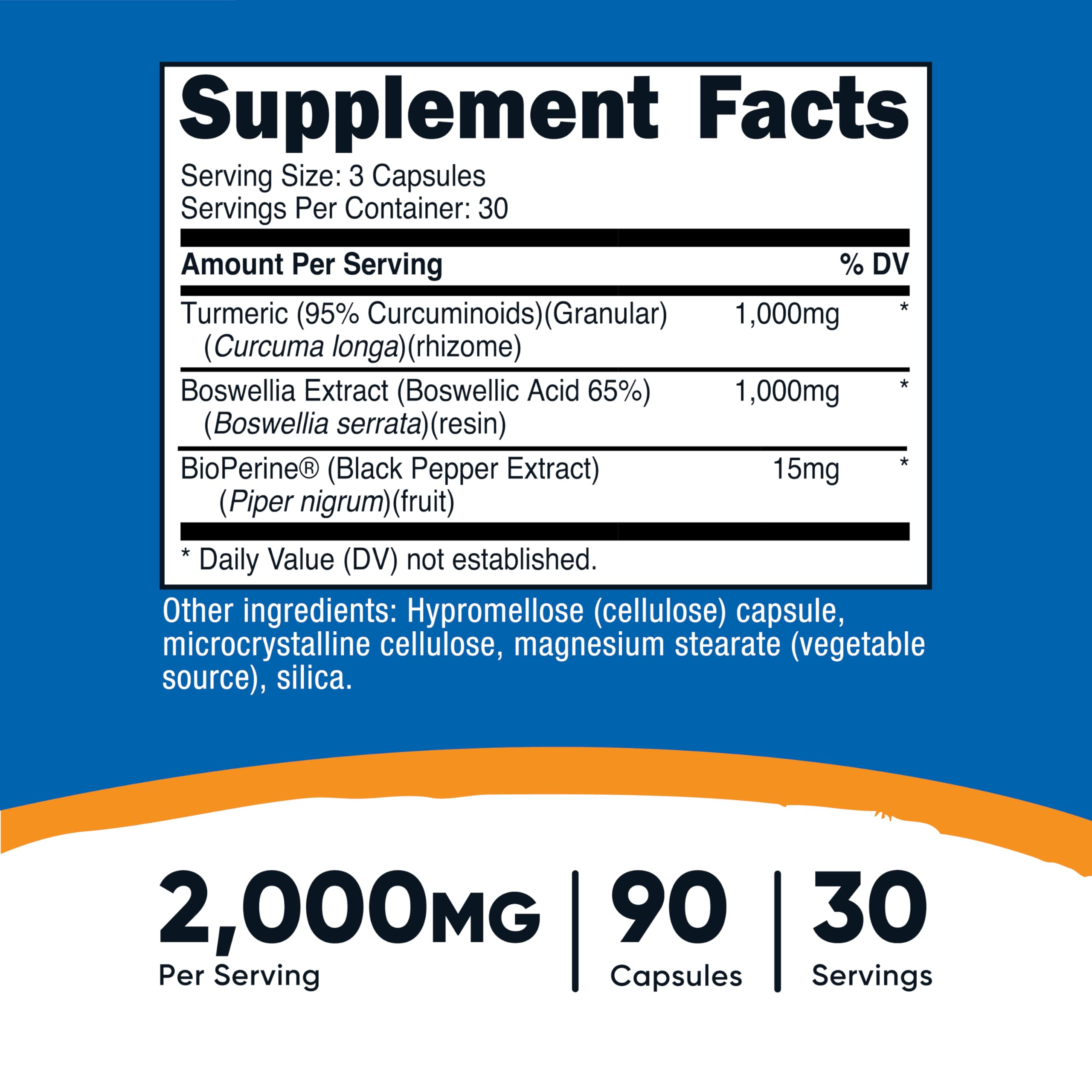 Nutricost Turmeric + Boswellia capsules close-up for daily intake