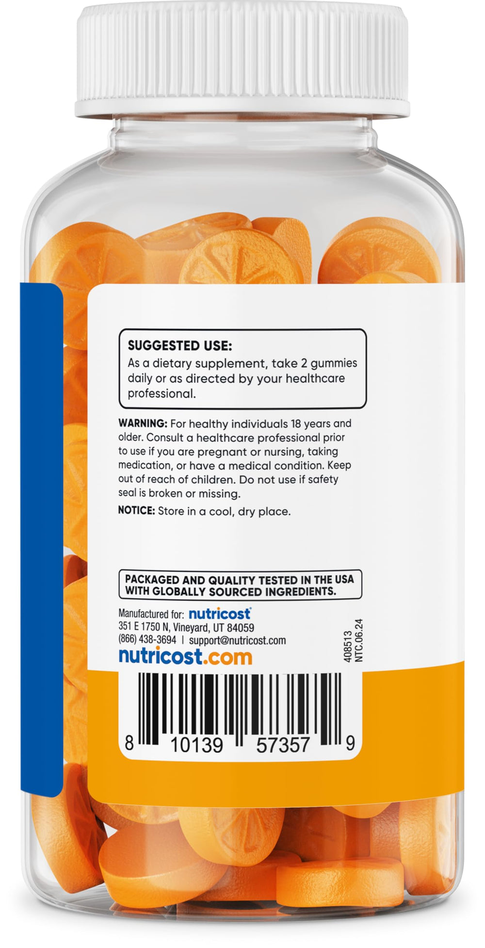 Nutricost Turmeric Gummies nutrition label showing high turmeric and ginger per serving