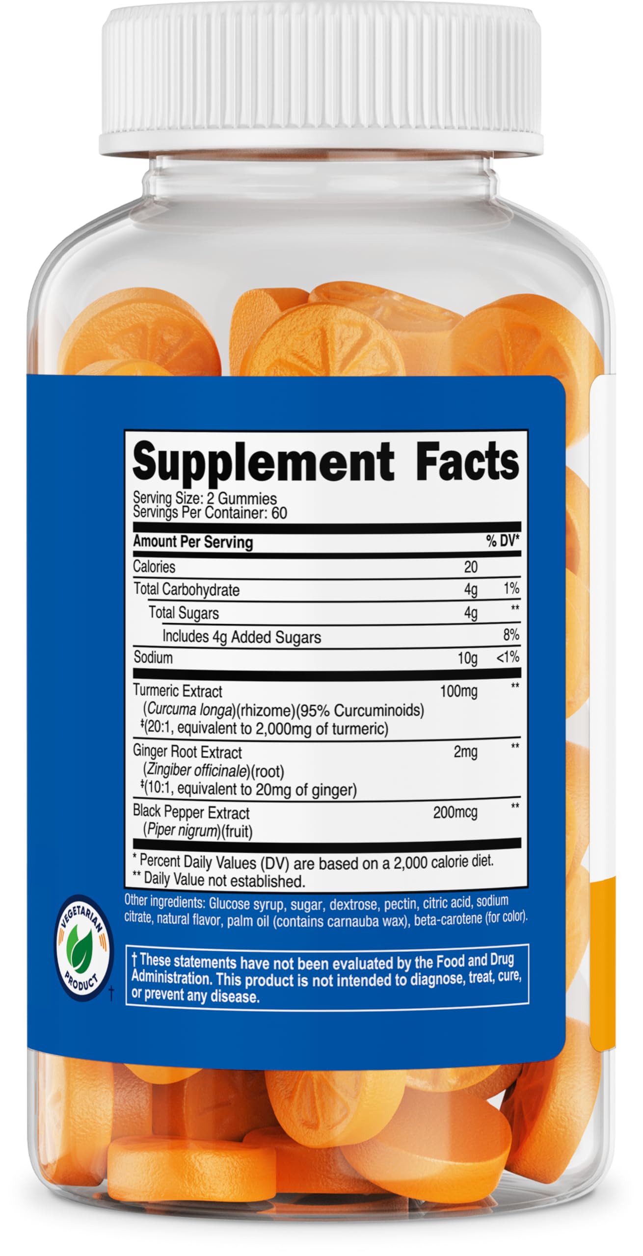 Nutricost Turmeric Gummies packaging display emphasizing vegetarian-friendly formula and quality