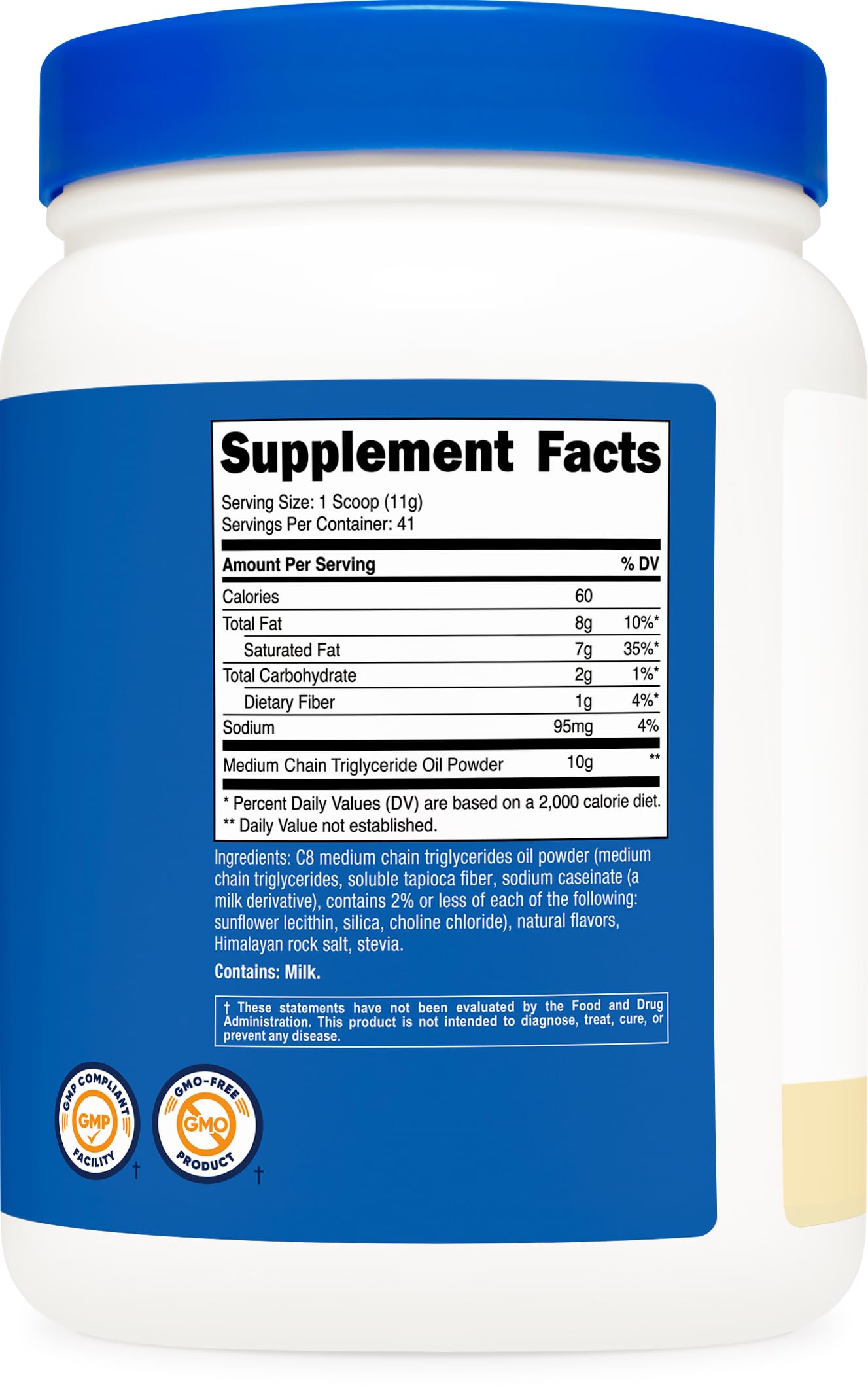 Nutricost vanilla MCT powder serving scoop for daily use
