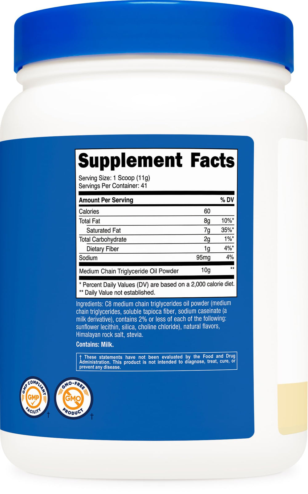 Nutricost vanilla MCT powder serving scoop for daily use
