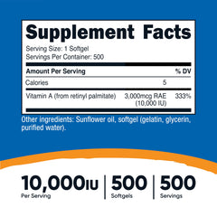 Closeup of Nutricost Vitamin A softgels being poured for daily use.
