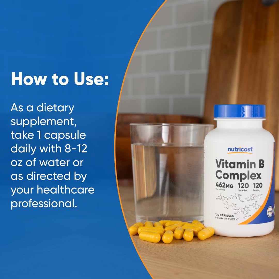 Nutricost Vitamin B Complex back panel showing third-party testing information