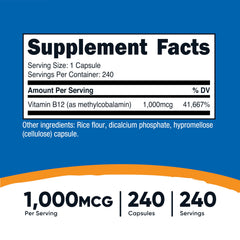 Nutricost Vitamin B12 capsules serving image for convenient daily supplementation