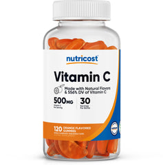 Nutricost Vitamin C Gummies bottle showing 120 gummies for daily use