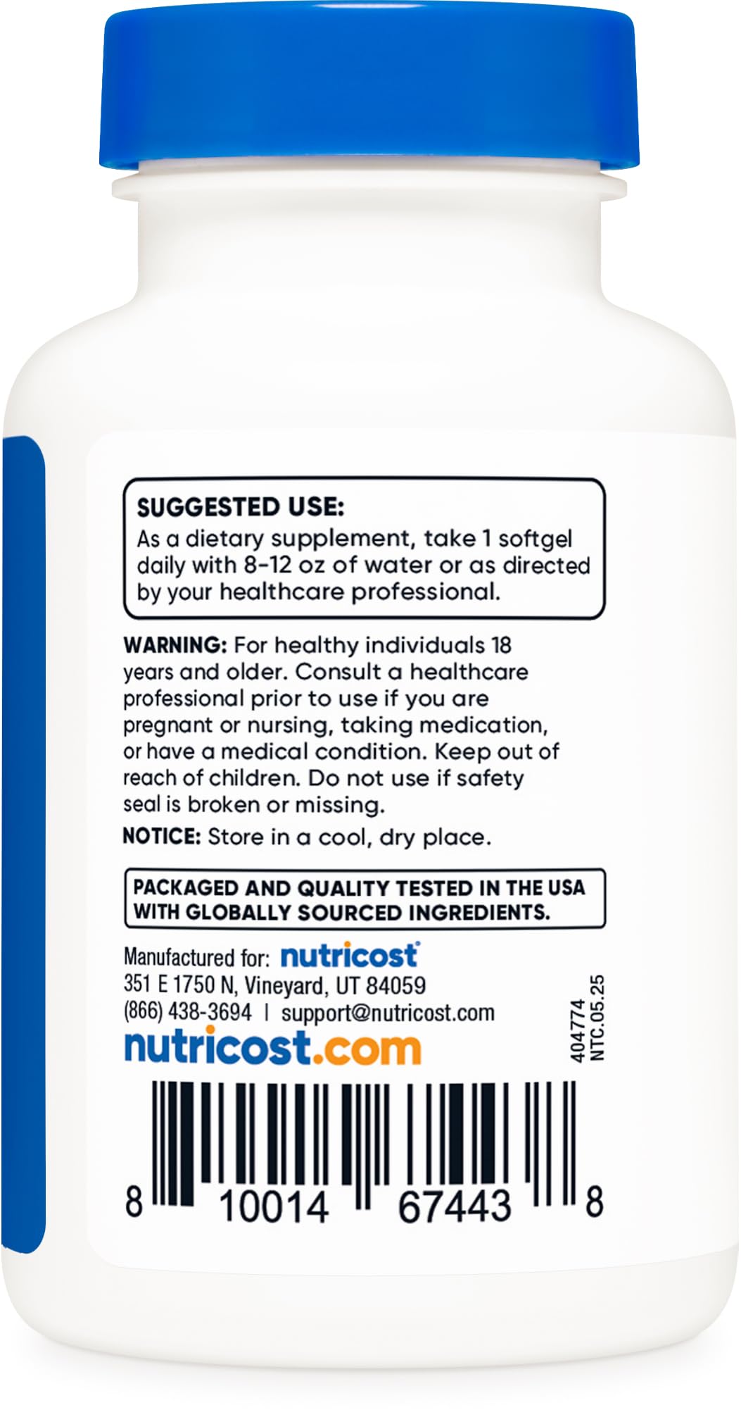 Nutricost Vitamin D3 2000IU product with independent lab testing certificate.