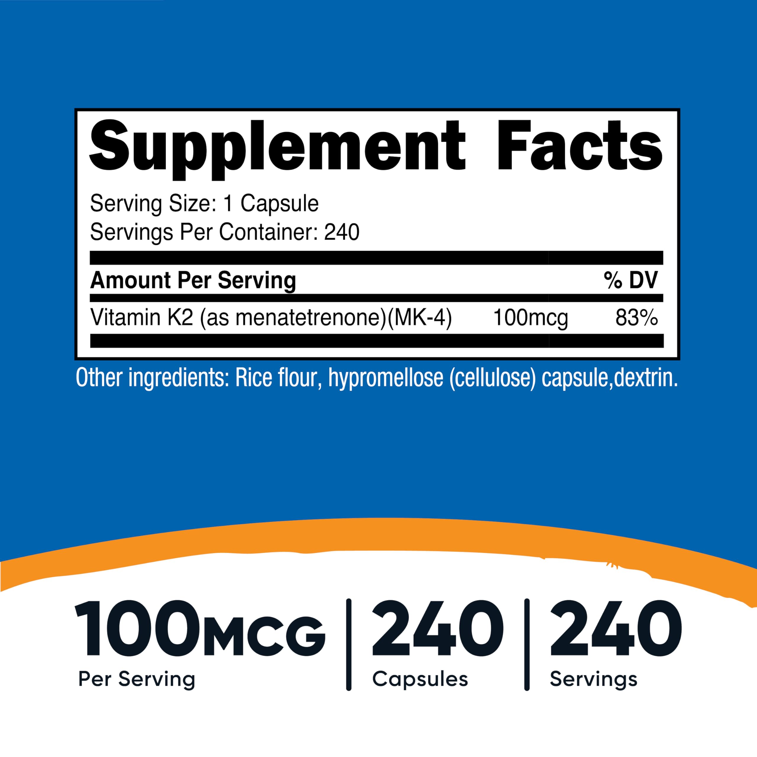 Nutricost Vitamin K2 MK-4 capsules close-up showing soft capsules for easy swallowing