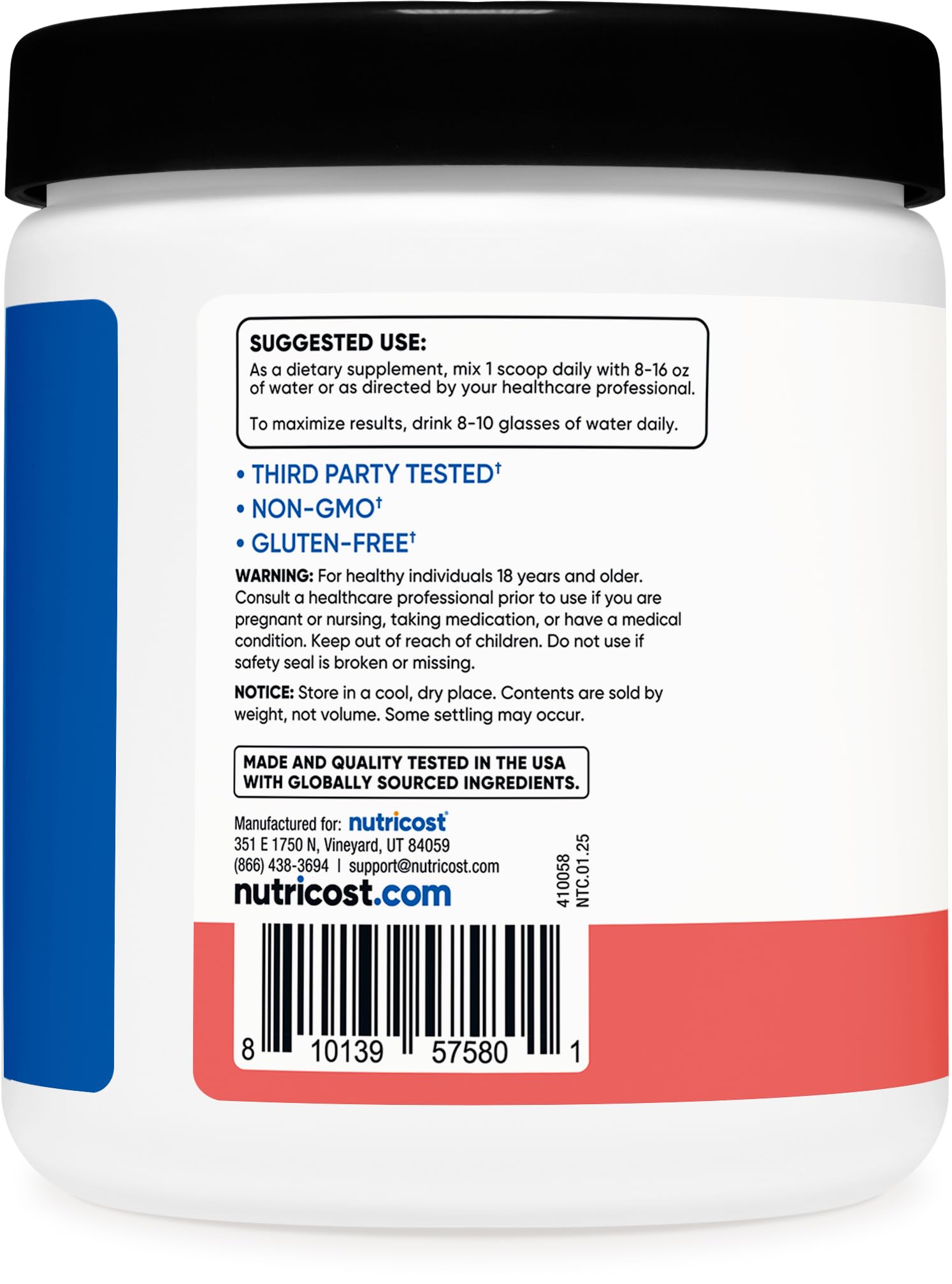 Nutricost watermelon flavor powder dissolves clearly in water