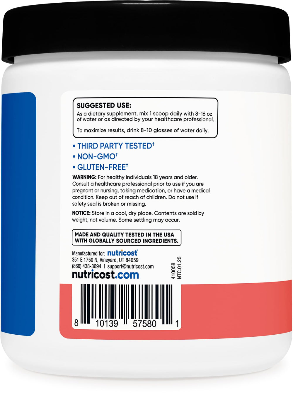 Nutricost watermelon flavor powder dissolves clearly in water