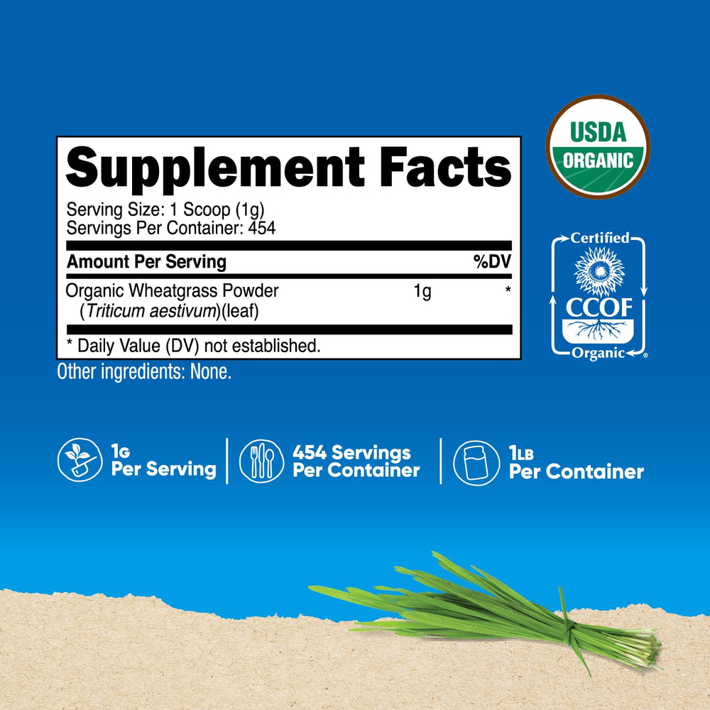 Nutricost Wheatgrass powder scoop for easy daily servings