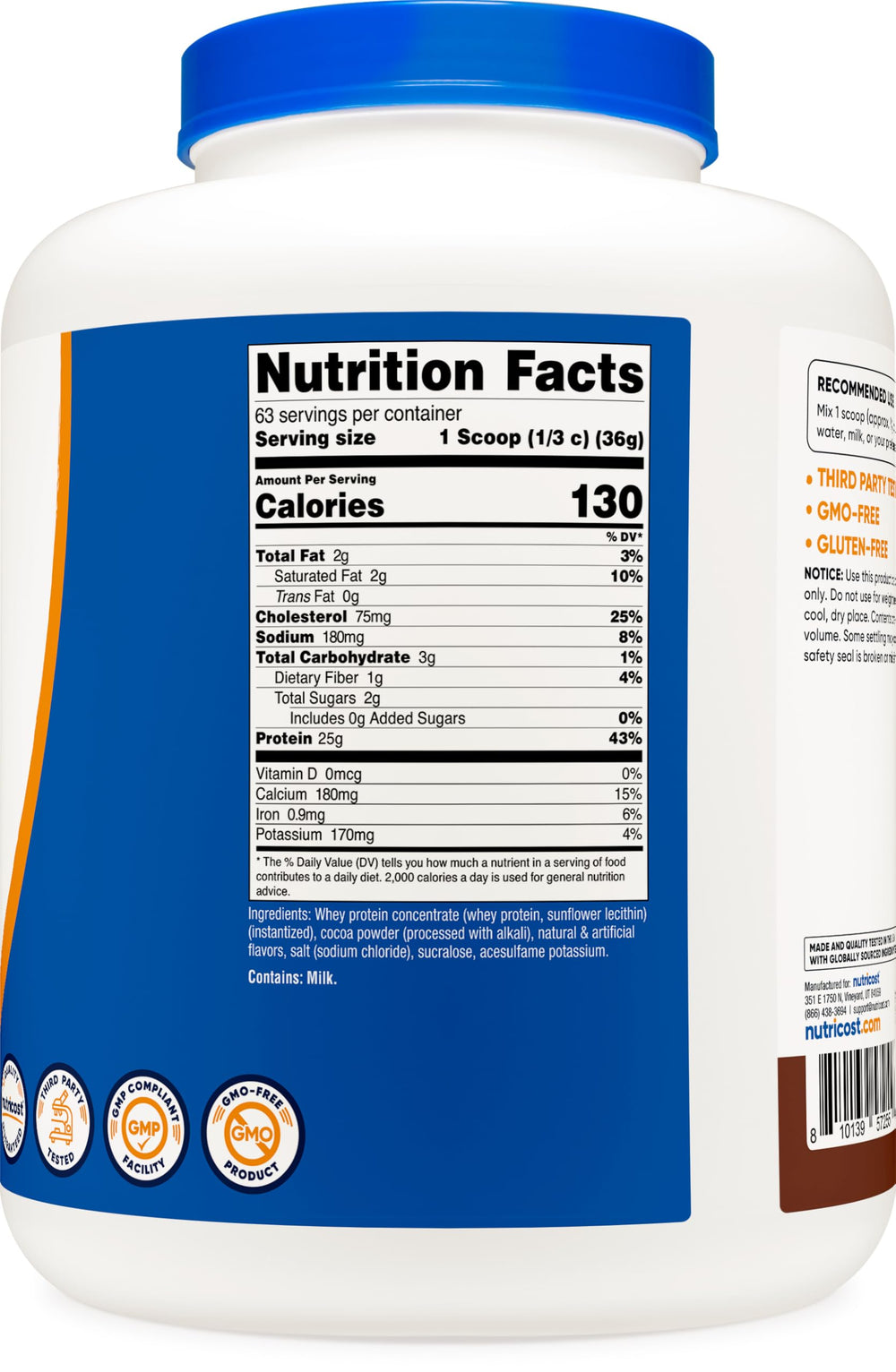 Nutricost whey protein concentrate chocolate serving after gym session