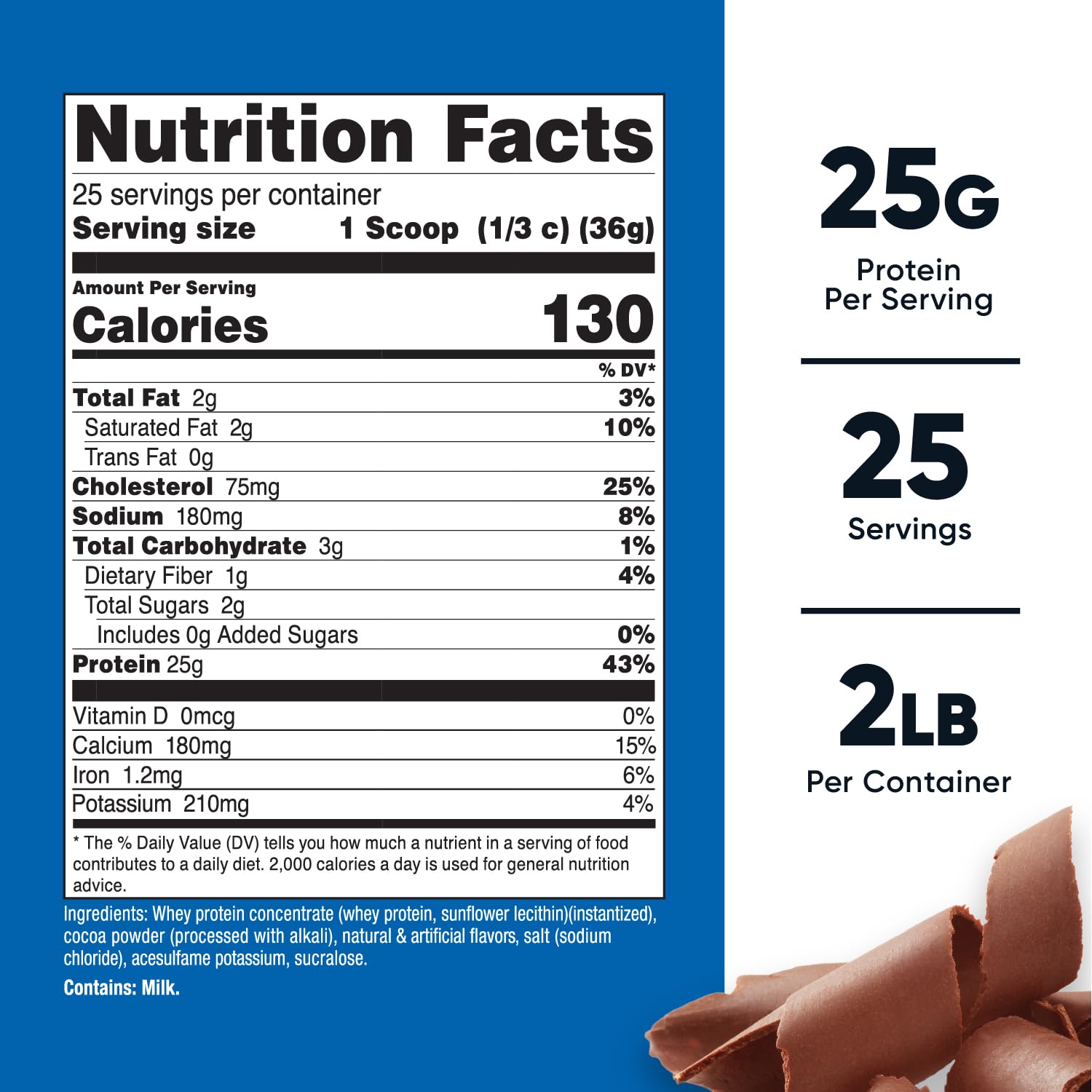 Nutricost whey chocolate label highlights gluten-free and non-GMO quality.