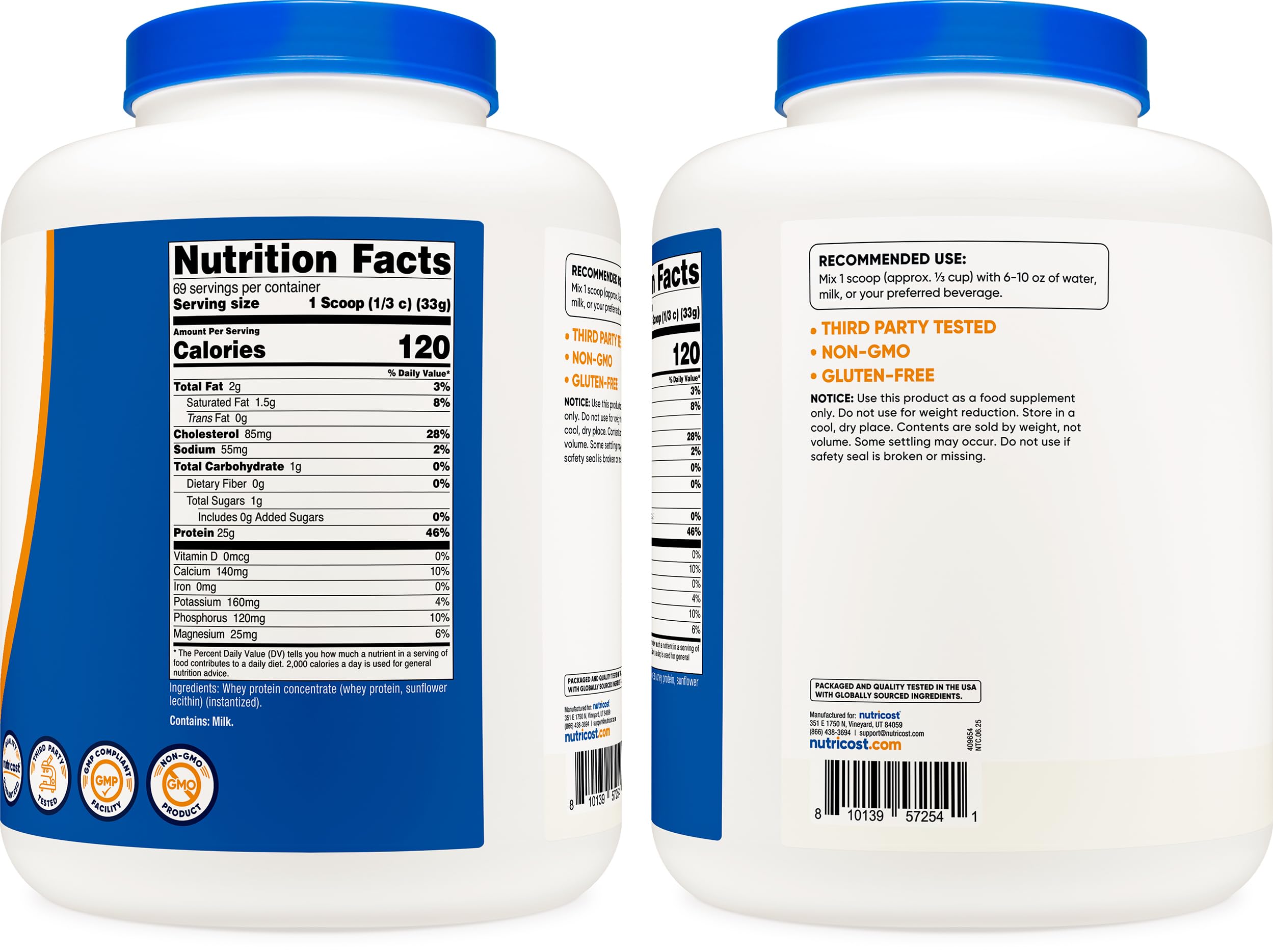 Nutricost non-GMO gluten-free formula label highlights dietary suitability