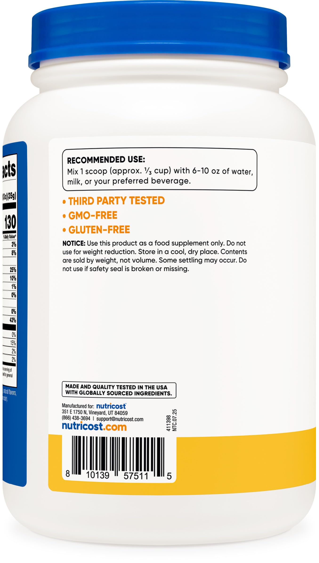 Nutricost whey protein concentrate powder 2lbs emphasizes quality and purity.