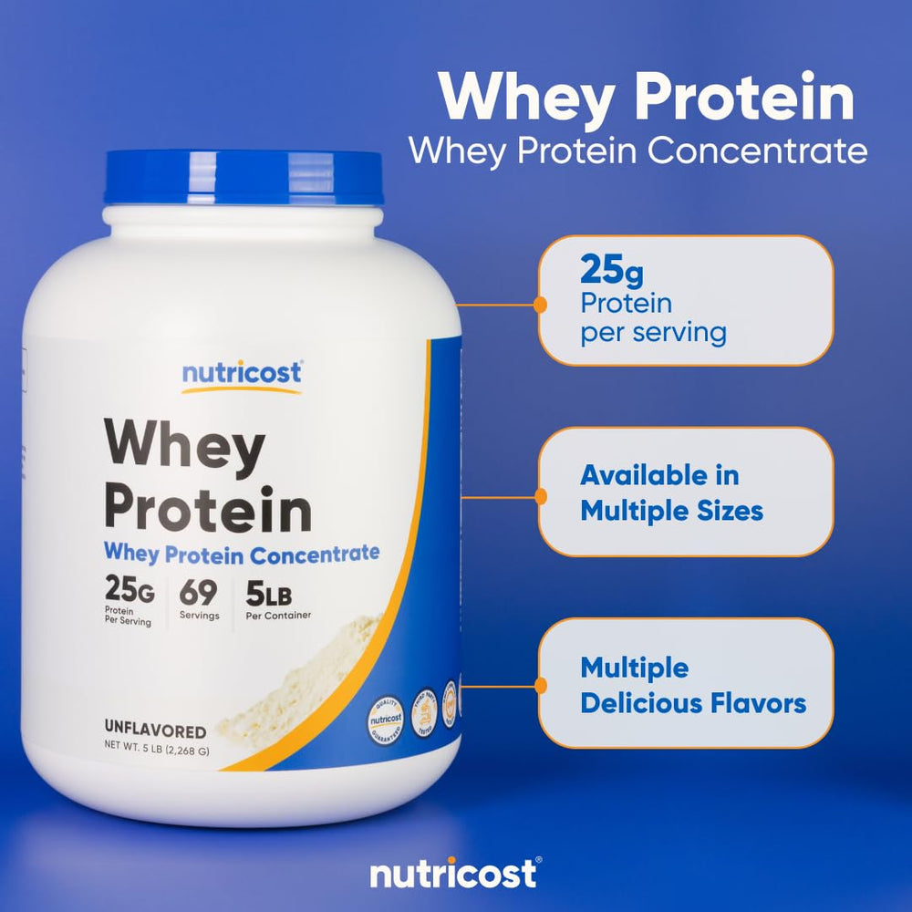 Nutricost unflavored whey protein concentrate powder for clean protein additions