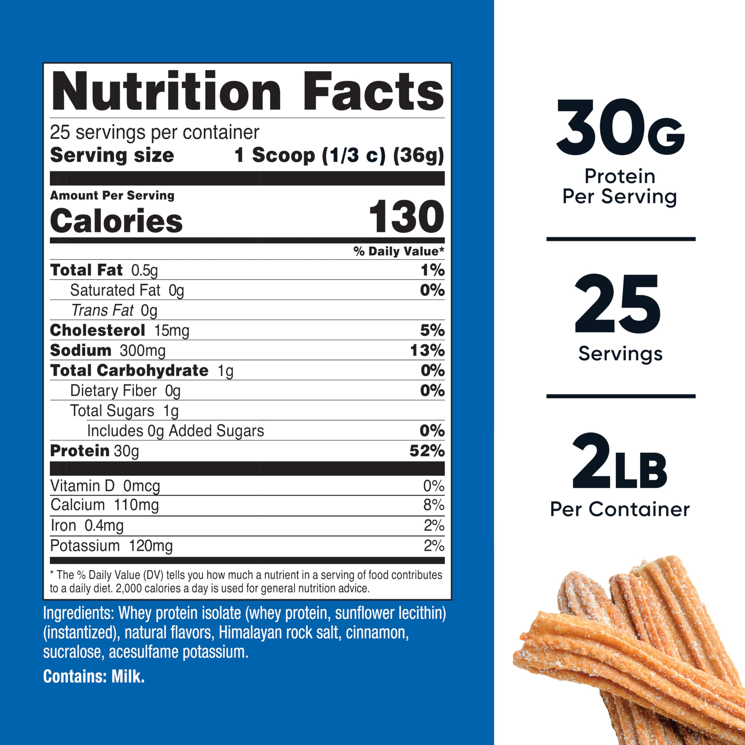Nutricost Whey Protein Isolate Churro scoop showing convenient serving for quick shakes