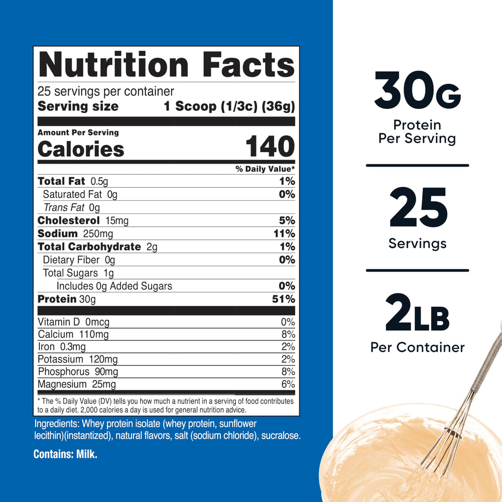 Nutricost Whey Protein Isolate Cake Batter scoop for easy 30 g serving