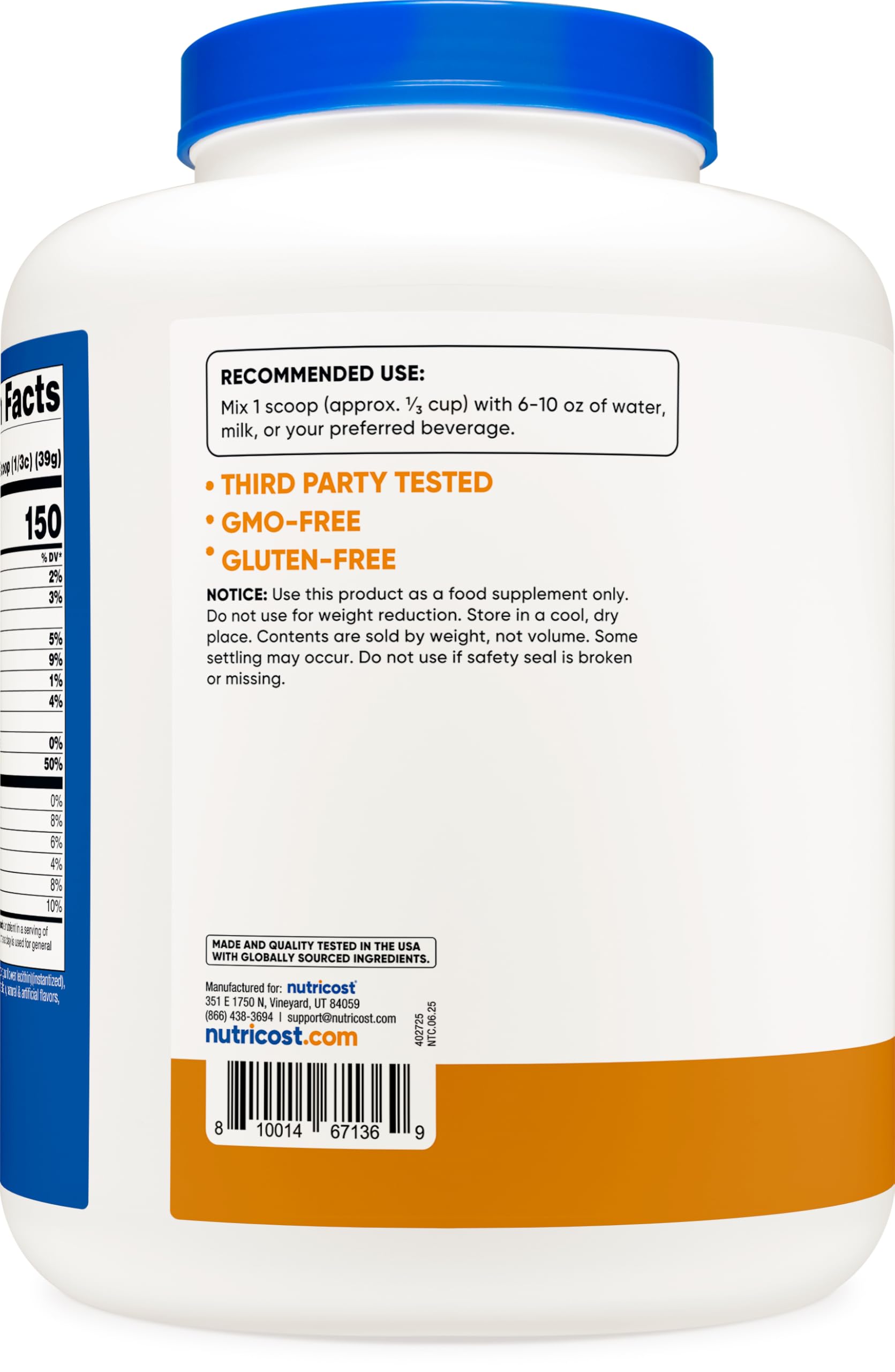 Nutricost facility quality badge indicating GMP and FDA registration.