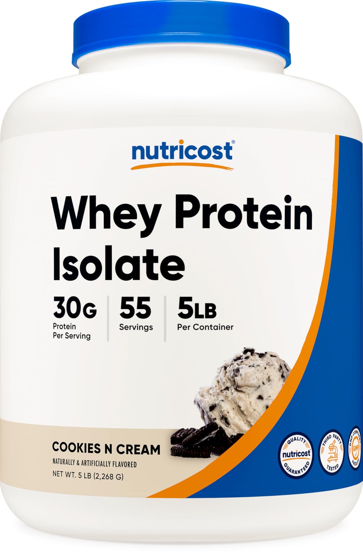 Nutricost Cookies N Cream whey isolate bottle ready for post-workout shakes