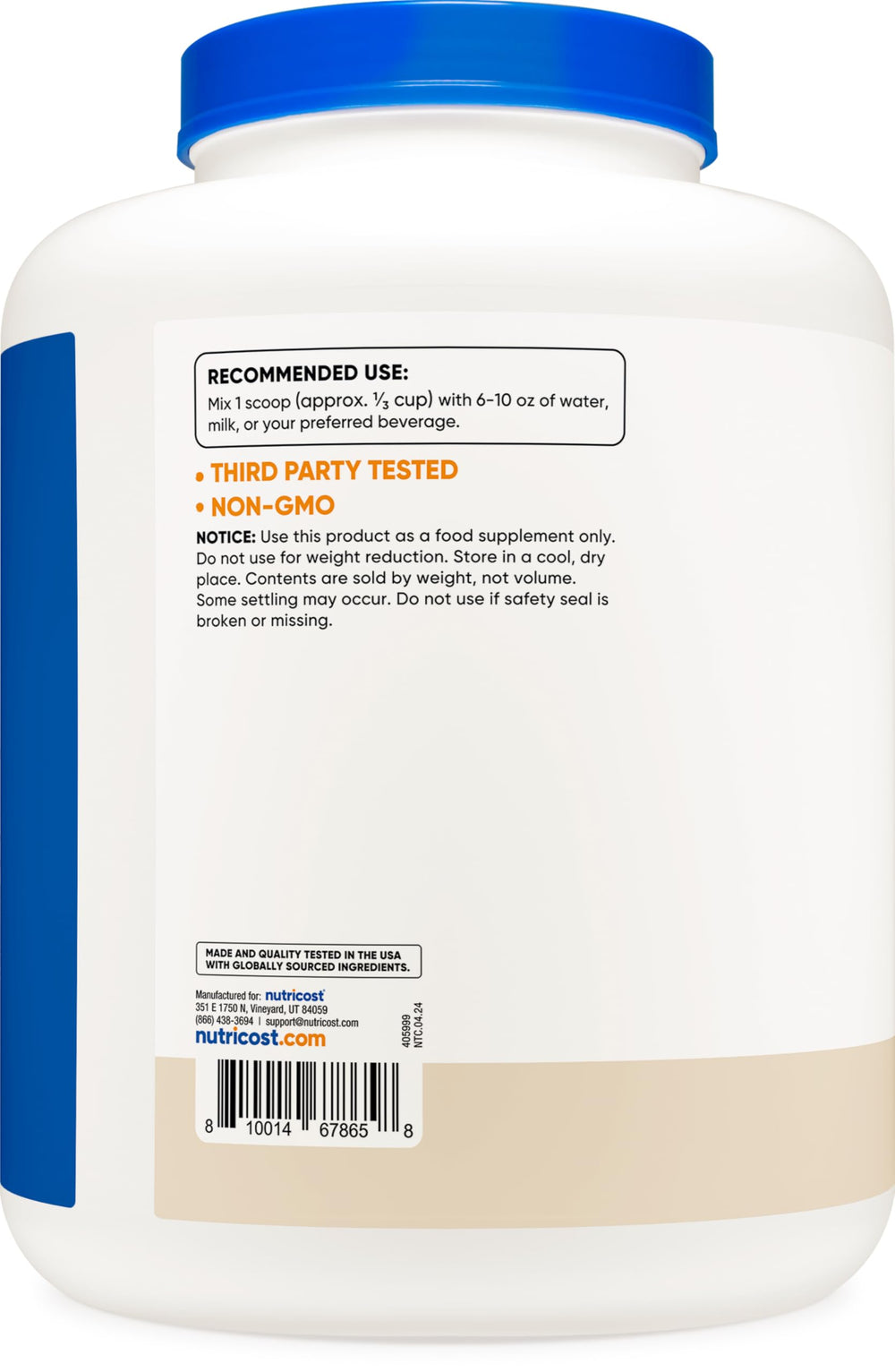 Nutricost Cookies N Cream label highlights 30g protein per serving