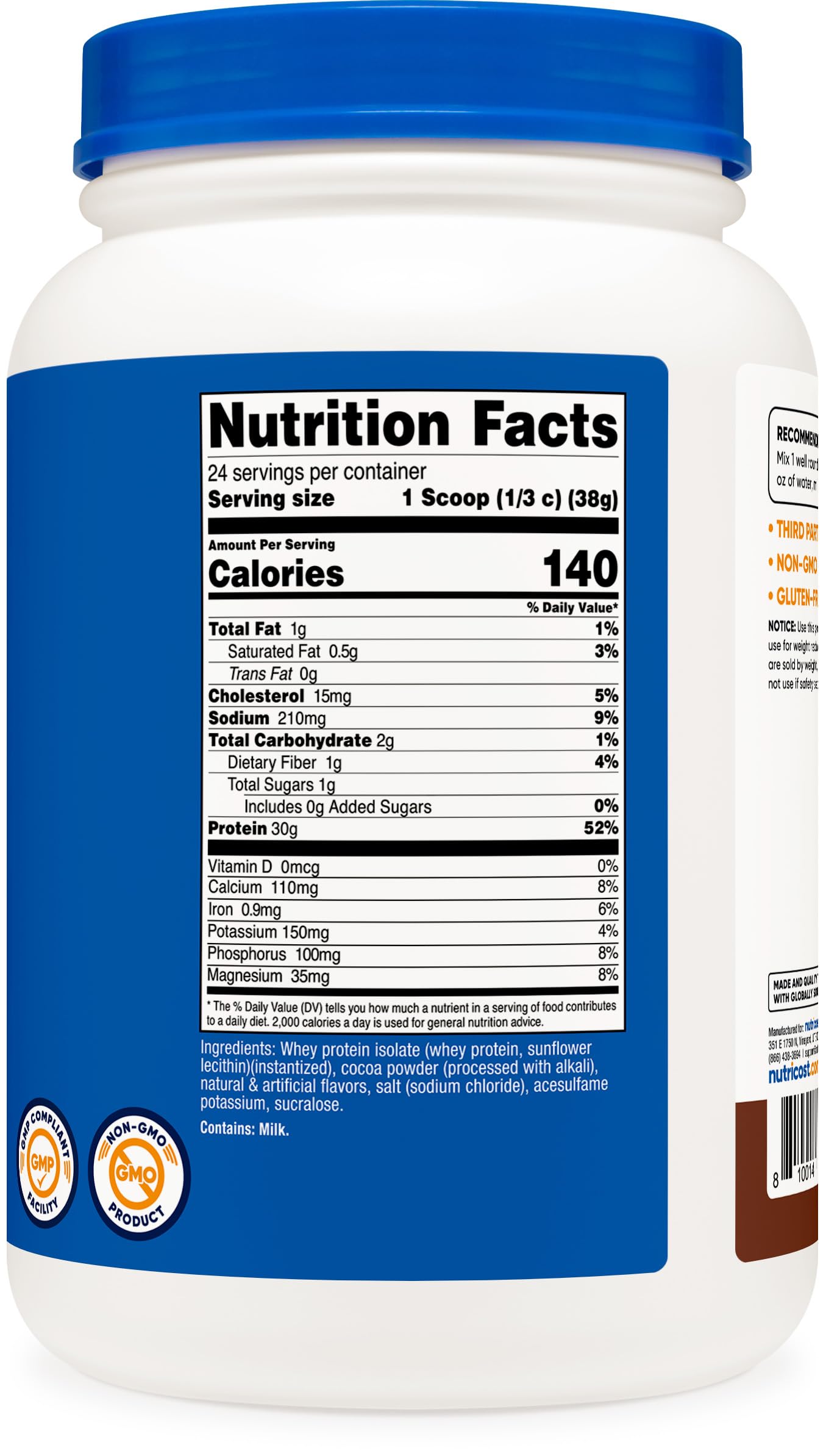 Nutricost milk chocolate flavor enhances everyday shakes and healthy recipe ideas.