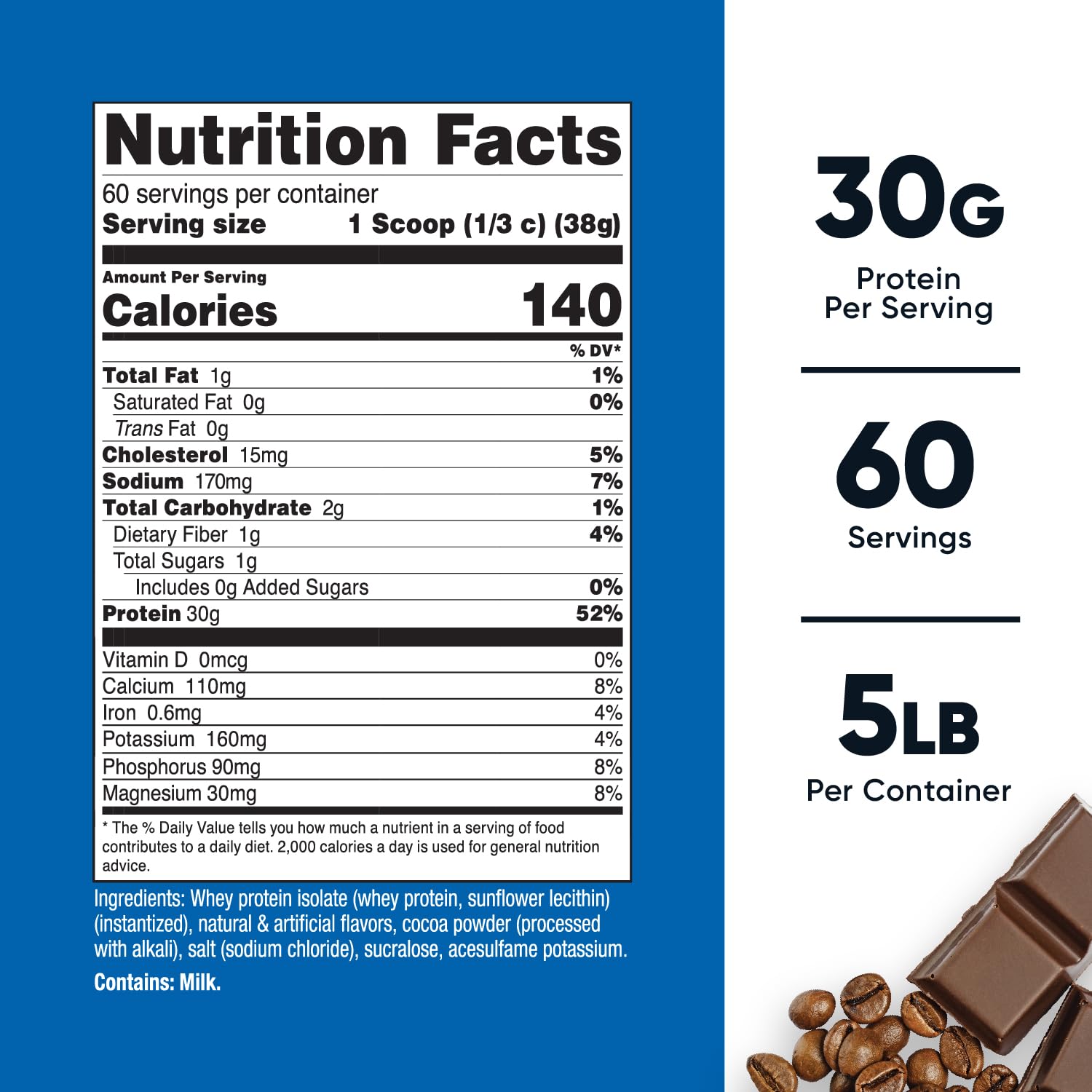 Nutricost Whey Protein Isolate Mocha scoop for precise serving portions.
